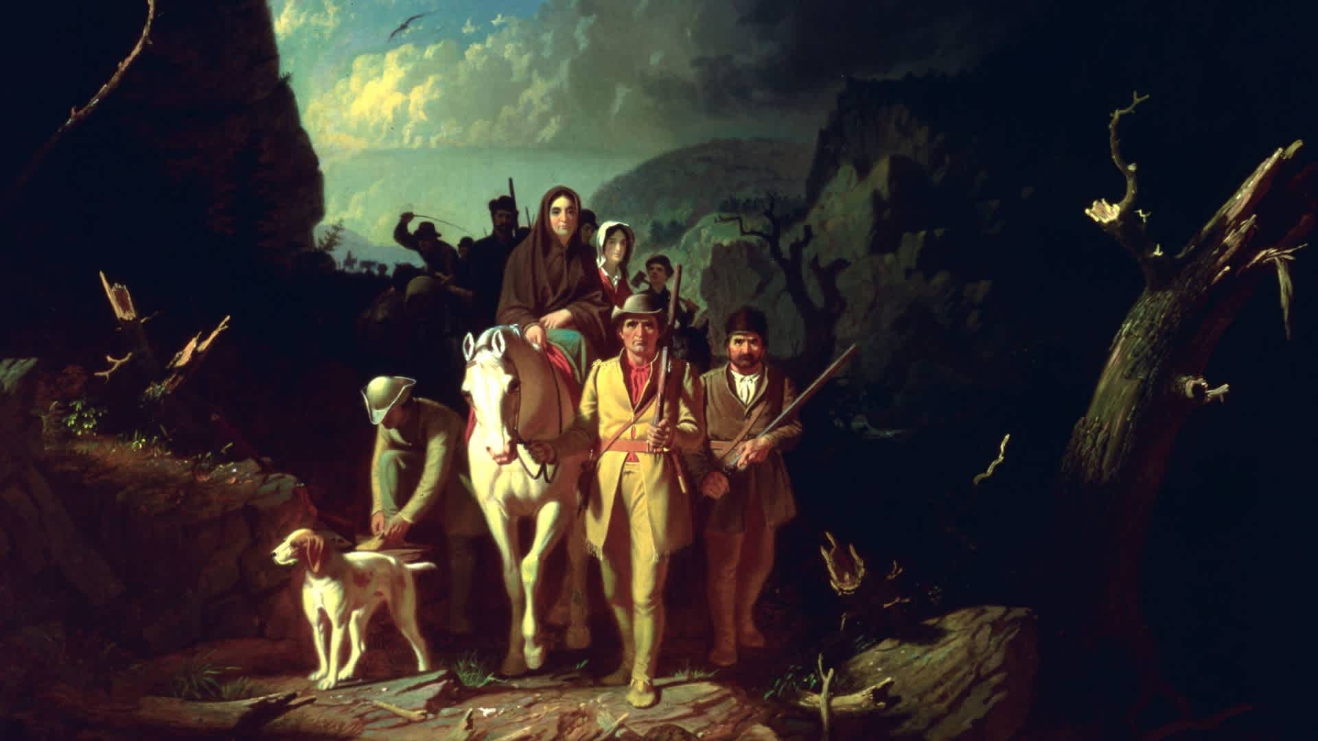 Daniel Boone leading a group of settlers, 1773. (Credit: MPI/Getty Images)