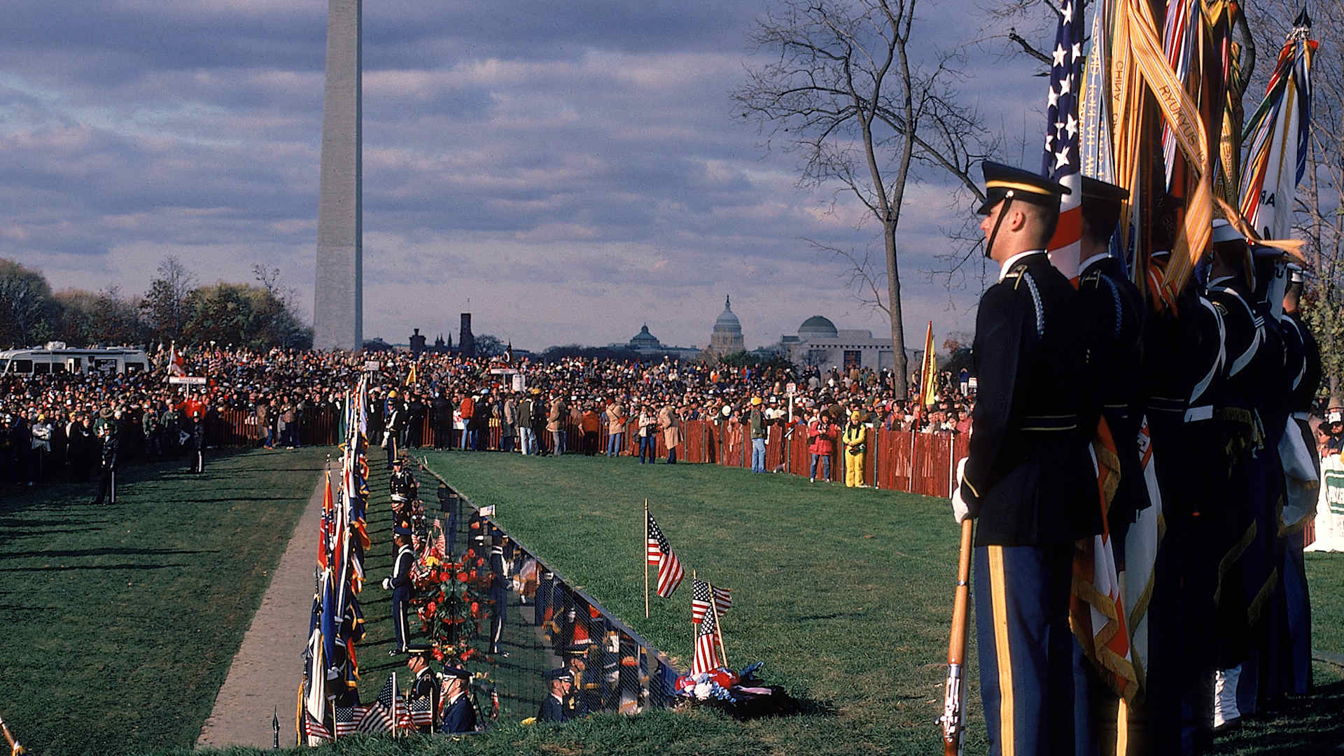 Ceremonies during the dedication of the Vietnam Memorial