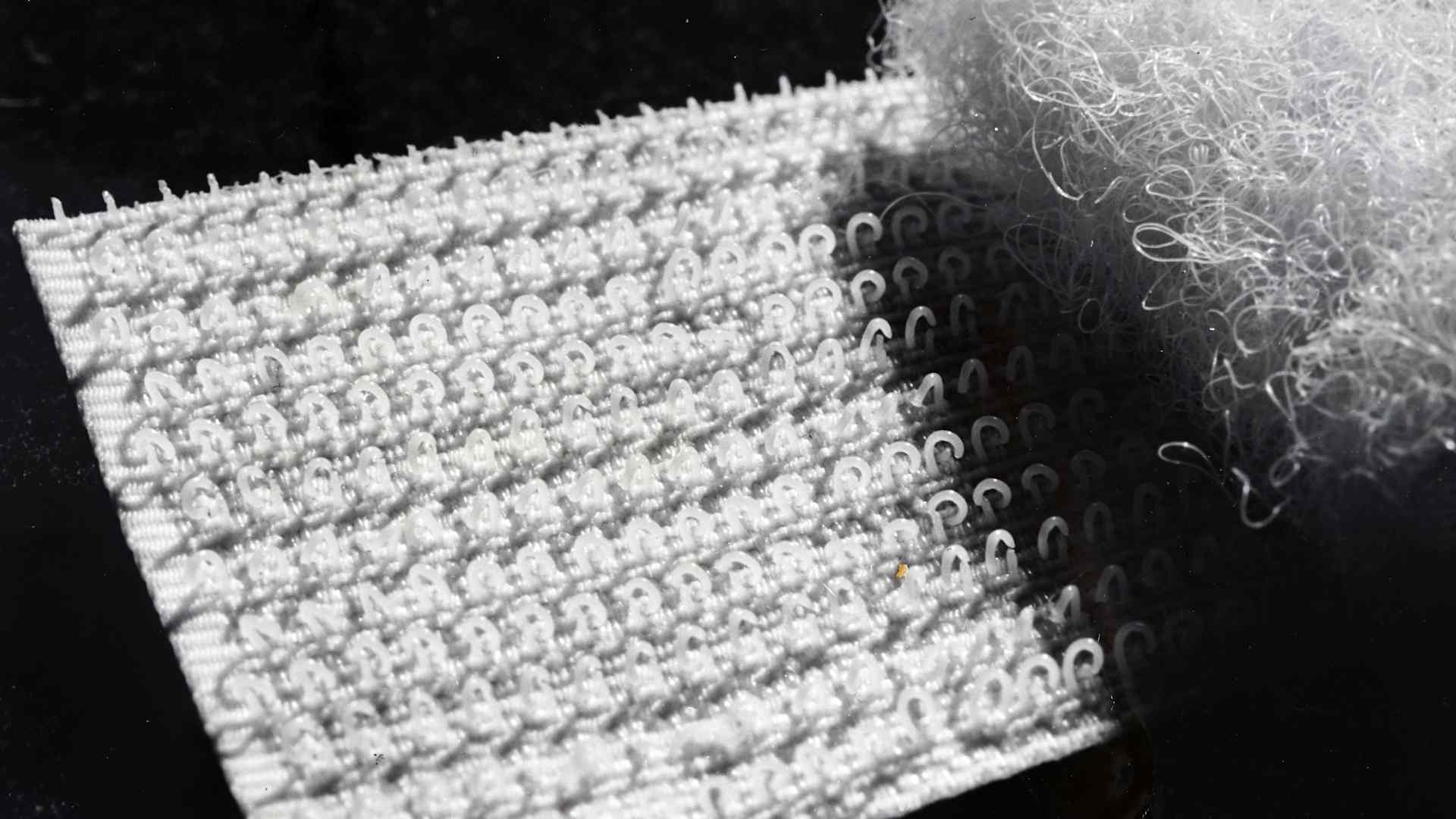 A close-up view of a hook-and-loop fastener.