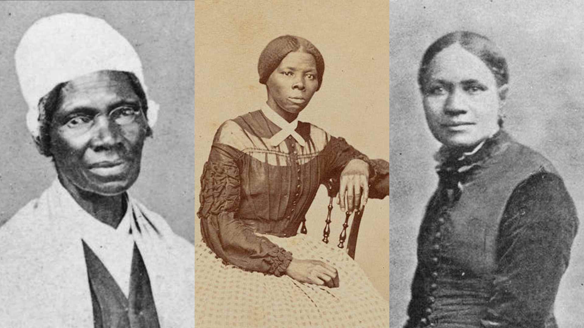 Collage of three 19th-century Black women abolitionists: Sojourner Truth, Harriet Tubman and Frances Ellen Watkins Harper
