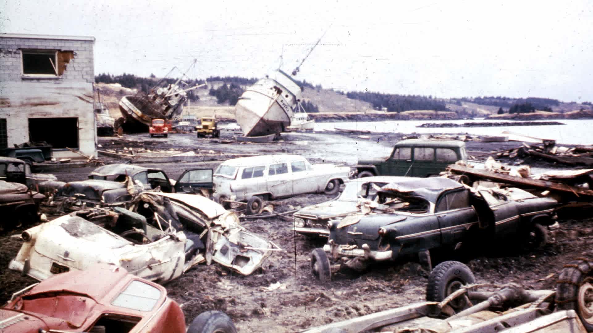 Alaska Earthquake March 27, 1964, Tsunami Damage Along The Waterfront At Kodiak