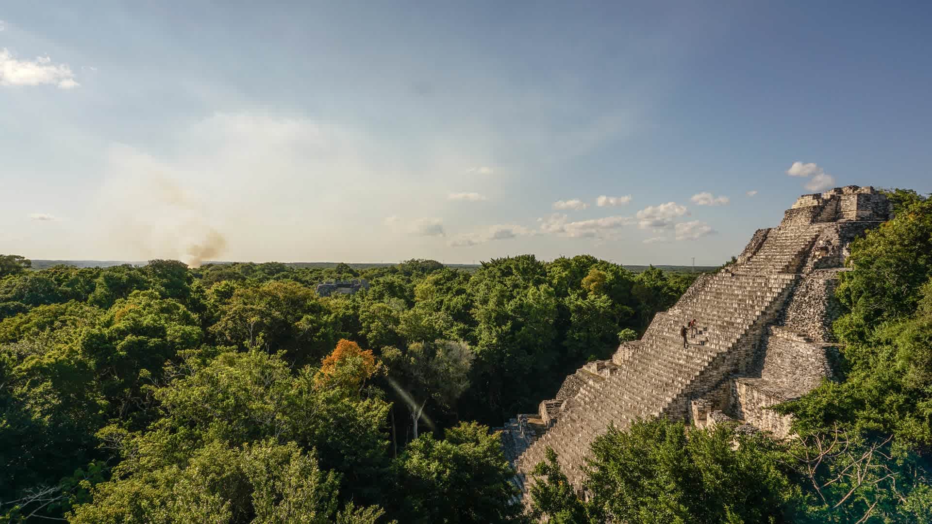 Campeche, Ancient Maya Becan Temple situated in the jungle of the Yucatán Peninsula, Mexico