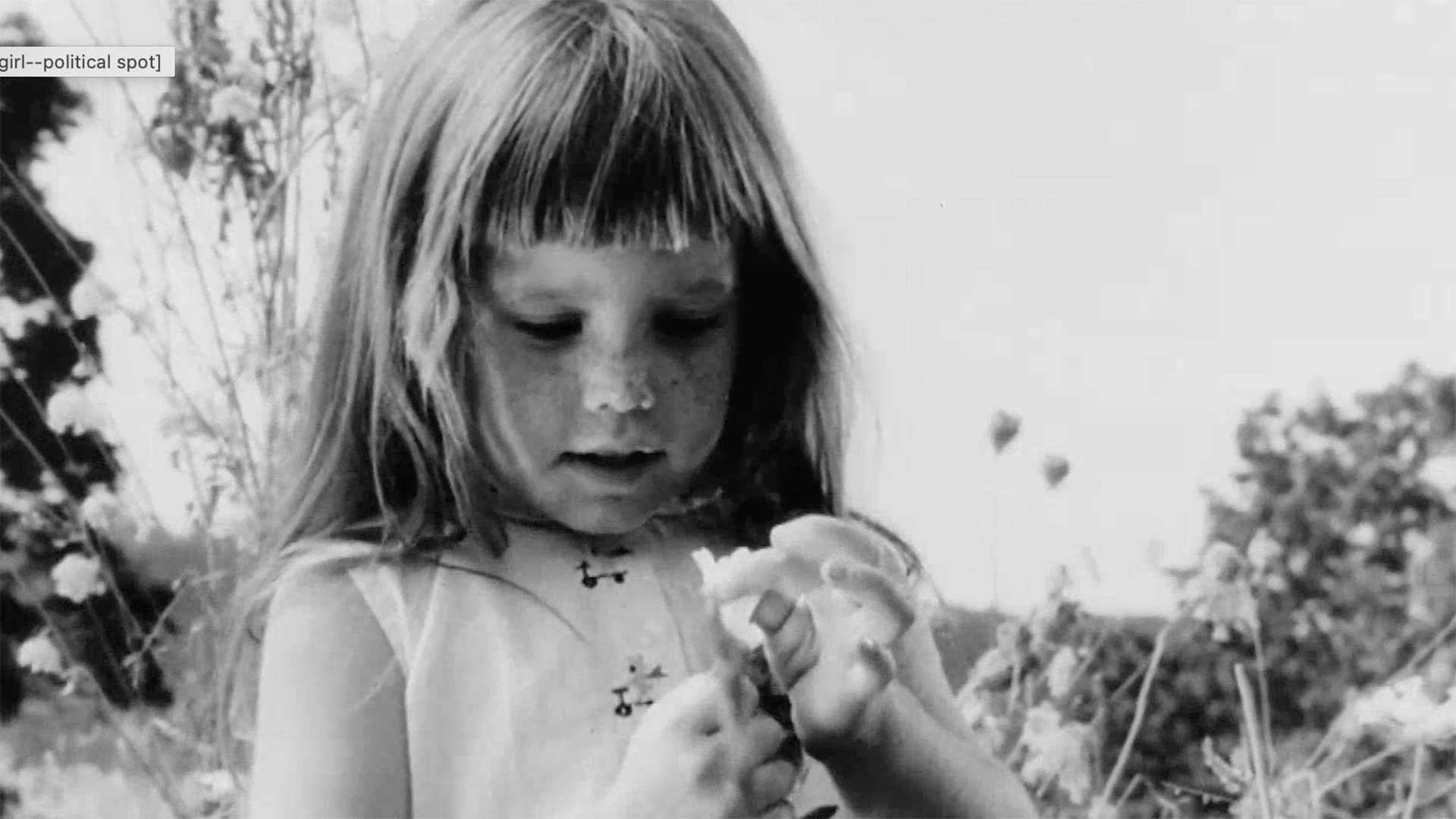 A screenshot from the 'Daisy' 1964 campaign ad by Lyndon B. Johnson's campaign team.