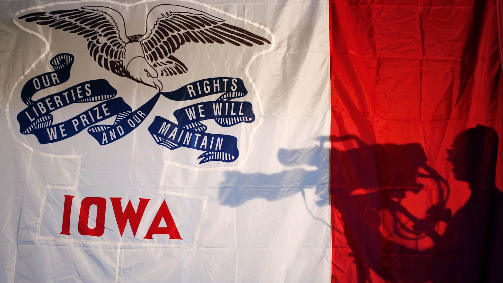An Iowa flag during the Iowa Caucuses.
