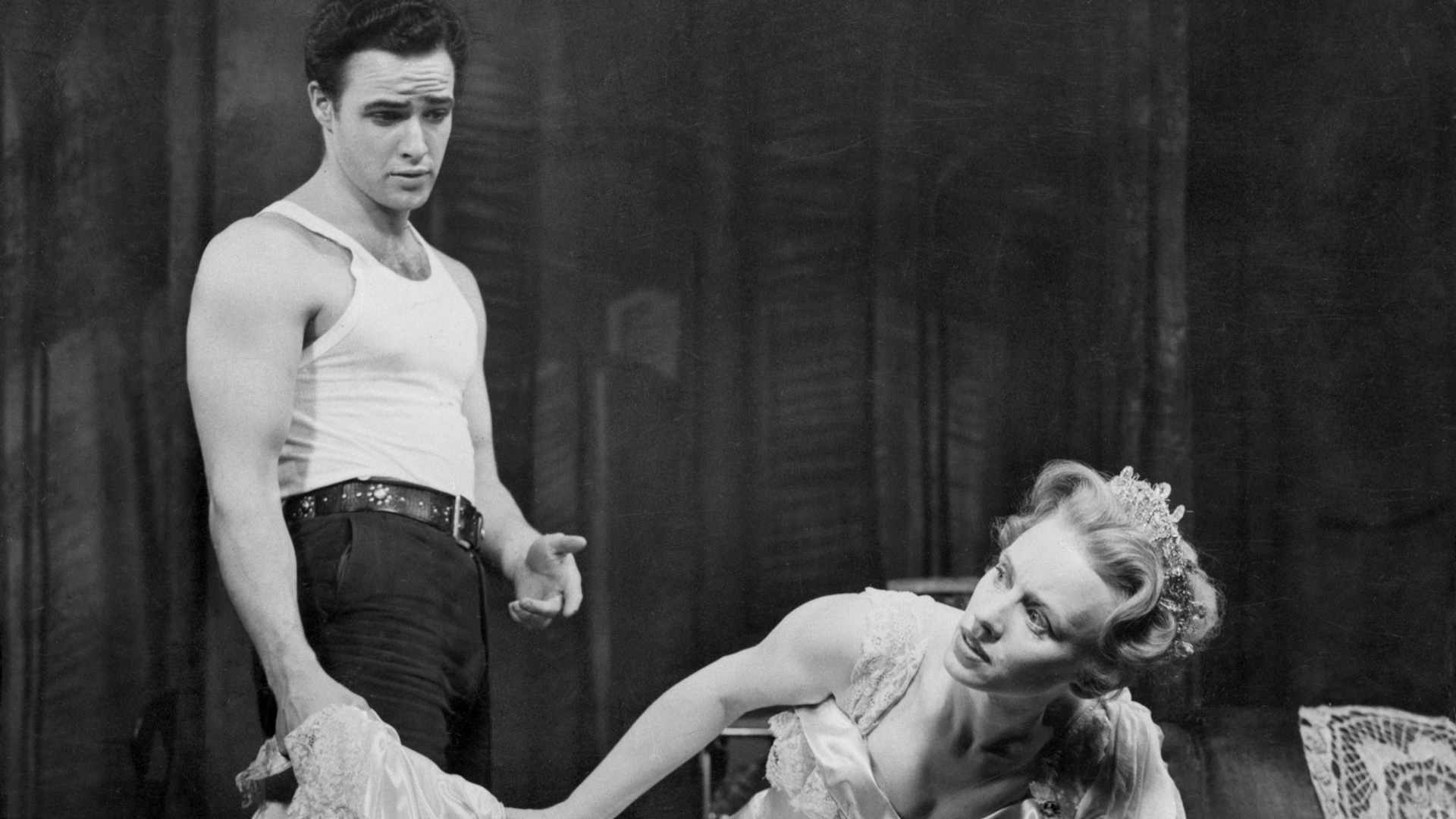 Marlon Brando and Jessica Tandy in "A Streetcar Named Desire"