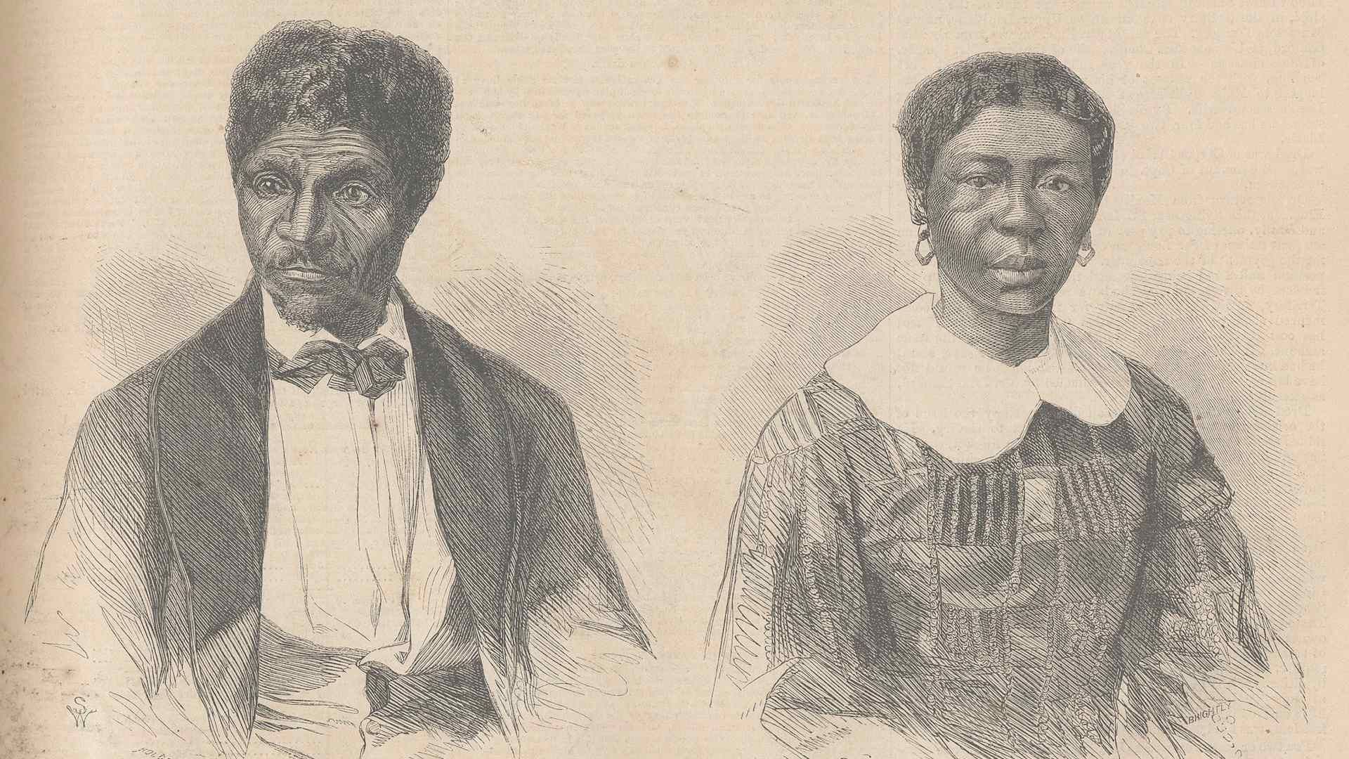 sepia colored wood engraving half-portraits of a 19th century Black couple
