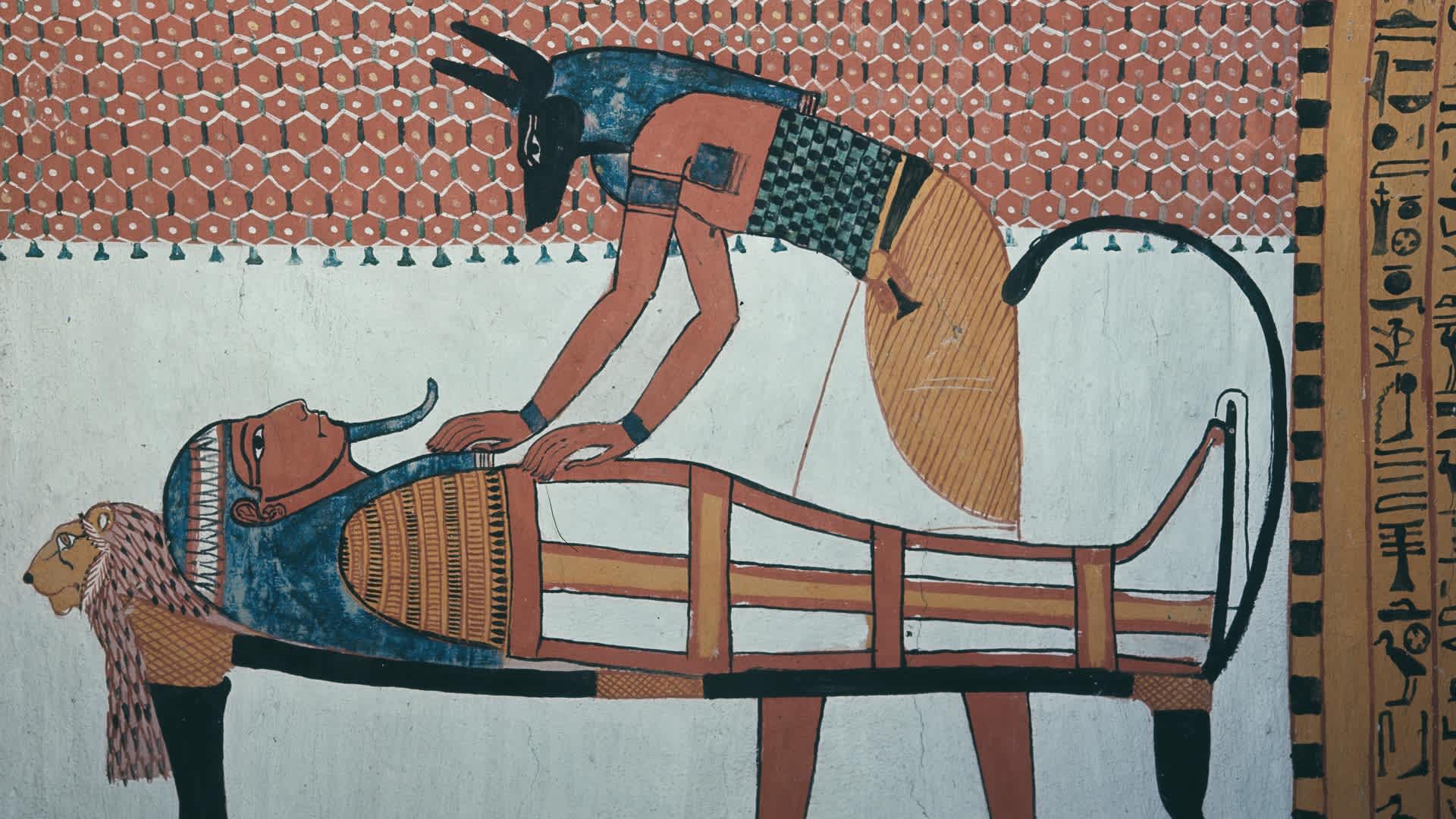 Ancient Egypt mummies, Fresco on the tomb of Sennedjem performing mummification