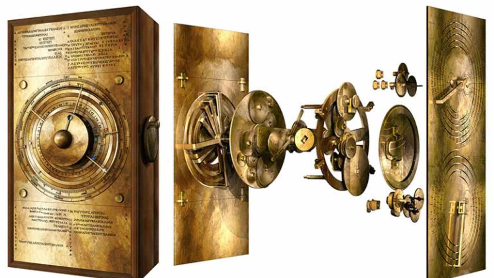 A model of the Cosmos gearing of the Antikythera Mechanism.