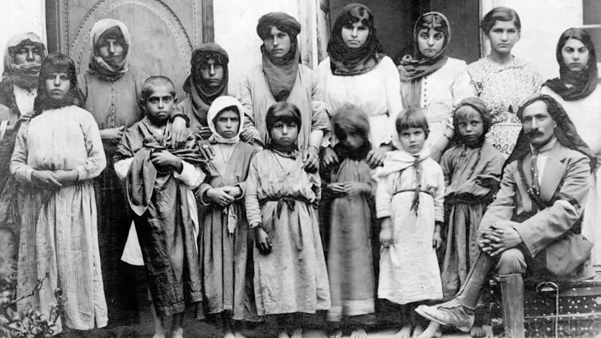 Armenian Genocide: Women and children rescued by Levon Yotneghperian, circa 1919.