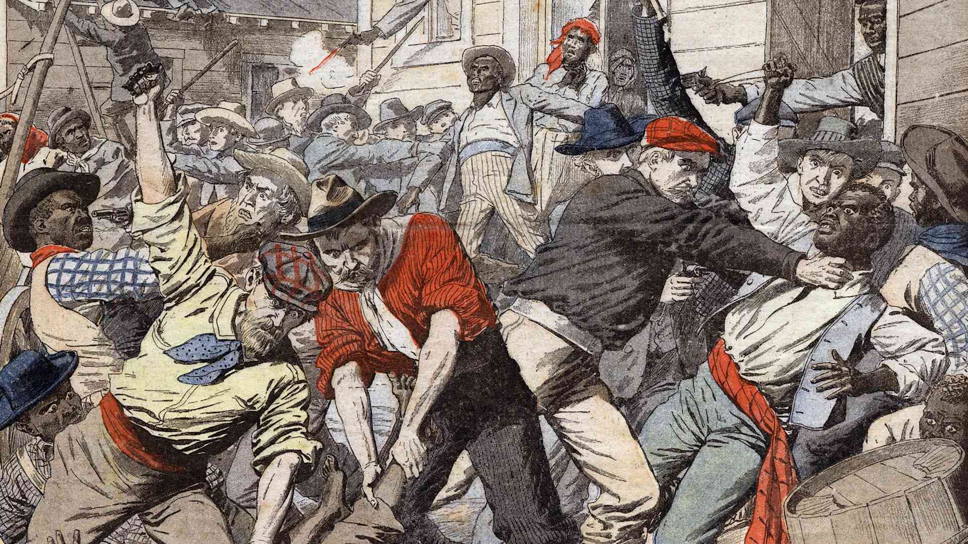 First page of the newspaper Le Petit Journal Sunday 7 October 1906 in illustration "Lynching" Massacre in the United States of African Americans in Atlanta (Georgia).