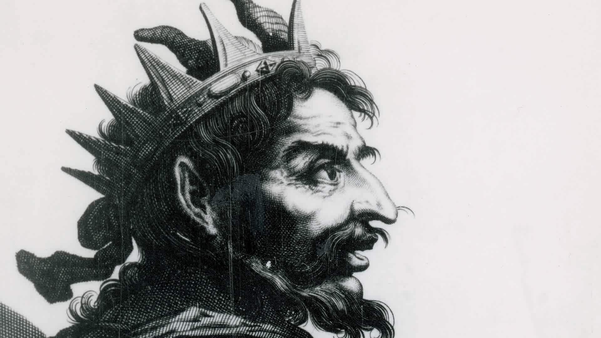 Attila (c, 385-453), Ruler of the Huns (434-453), Portrait, Engraving.