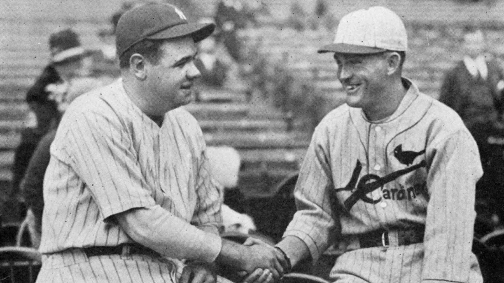 Babe Ruth met St. Louis Cardinals star Rogers Hornsby during the 1926 World Series.