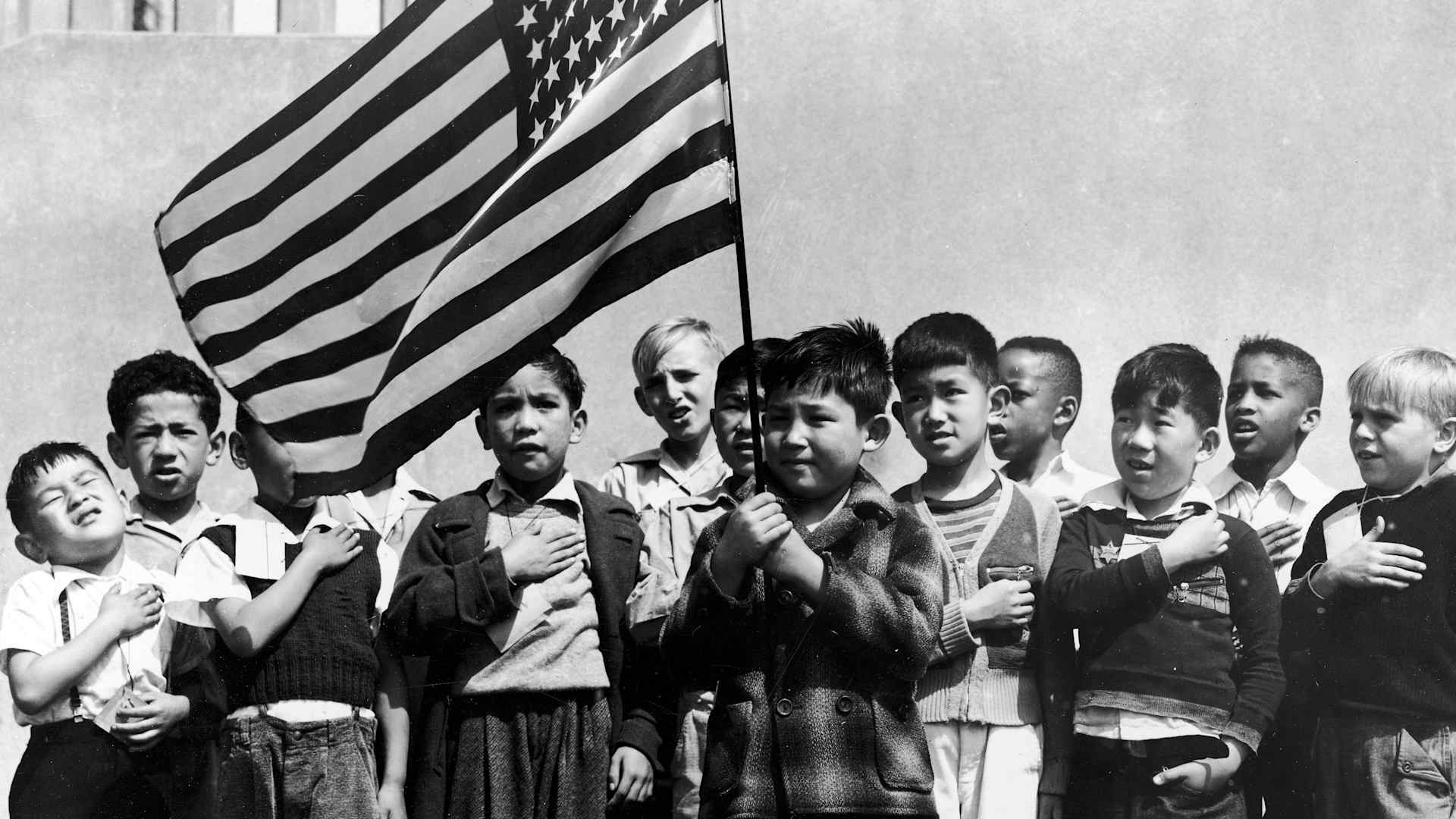 American children of Japanese, German and Italian heritage