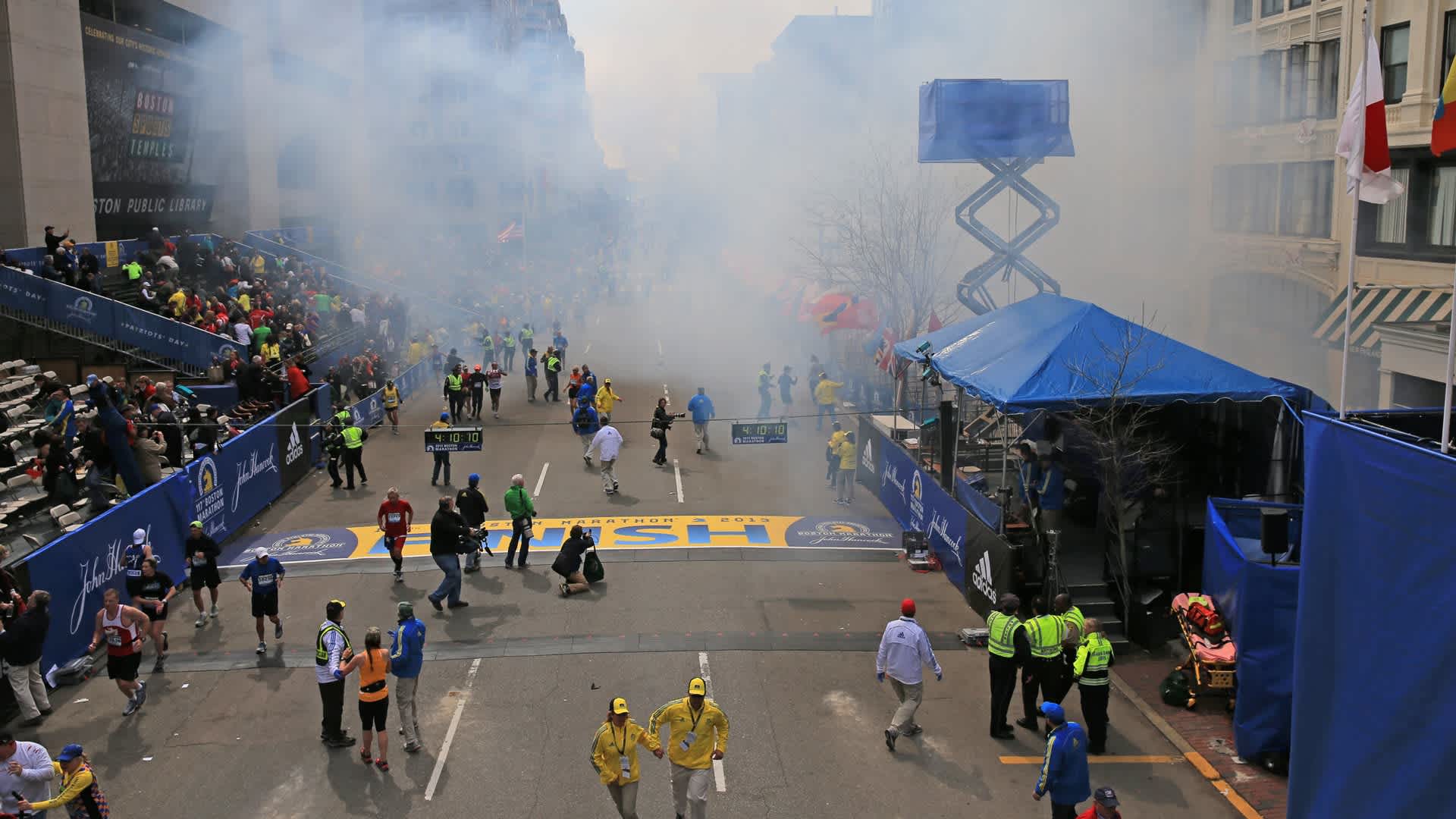 Explosions At 117th Boston MarathonBOSTON - APRIL 15: Two explosions went off near the finish line of the 117th Boston Marathon on April 15, 2013. (Photo by David L. Ryan/The Boston Globe via Getty Images)