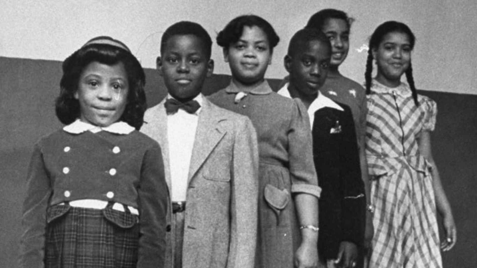 The children involved in the landmark Civil Rights lawsuit Brown v. Board of Education, which challenged the legality of American public school segregation: Vicki Henderson, Donald Henderson, Linda Brown, James Emanuel, Nancy Todd, and Katherine Carper.