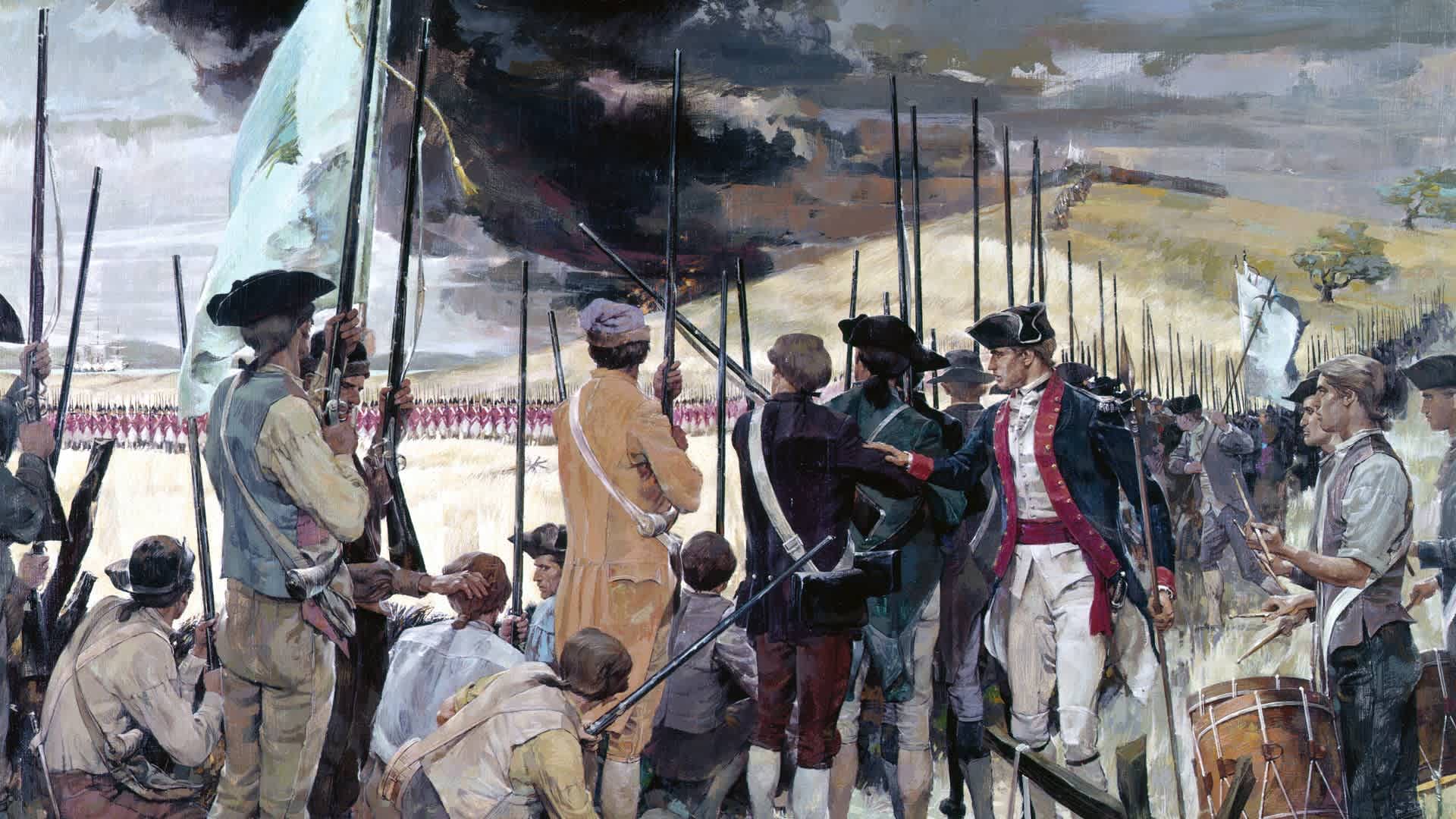 The Battle of Bunker Hill, Boston, Massachusetts, June 17, 1775. Painting by Ken Riley