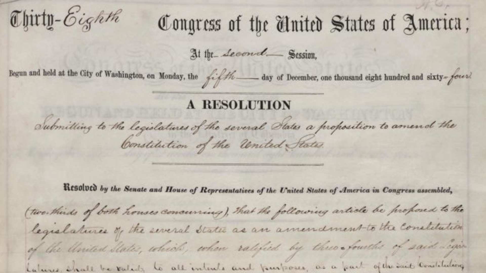 The 13th Amendment, bearing Lincoln's signature