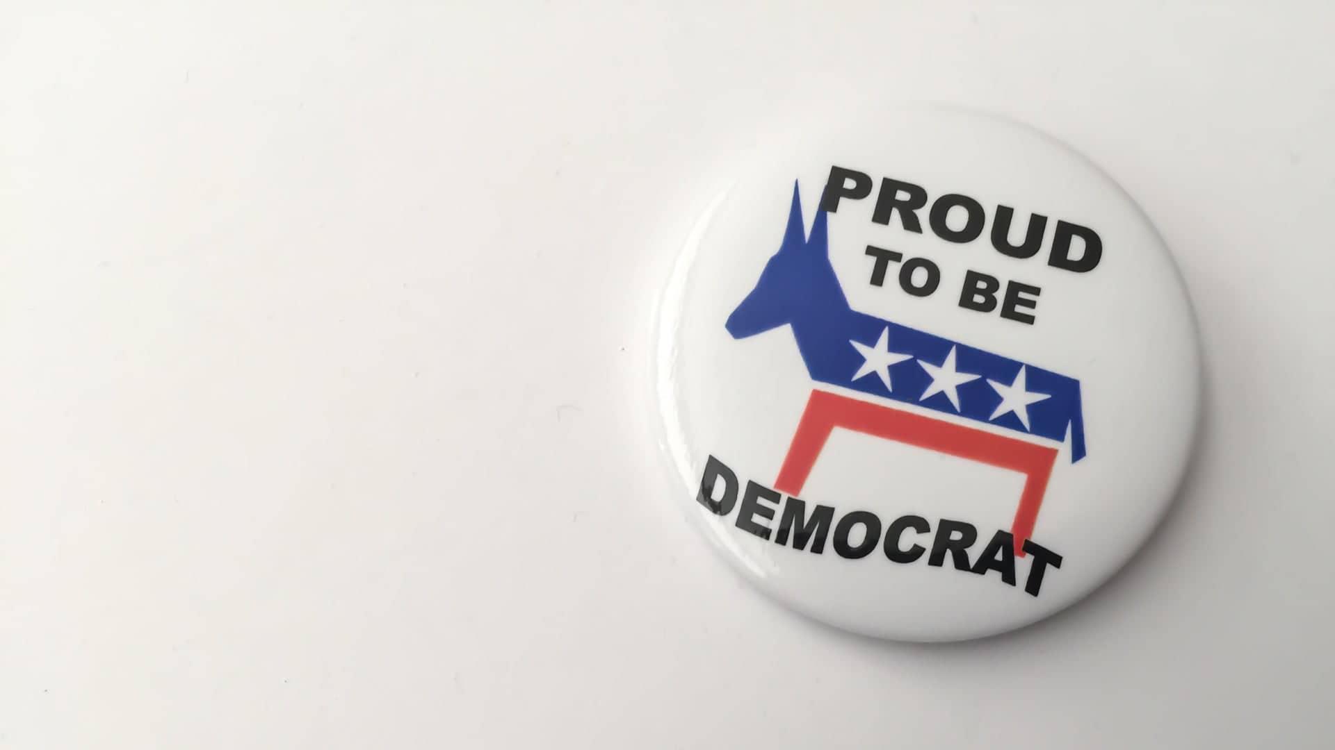 US Political Campaign Views Pin expresses the political view: "Proud to be Democrat"
