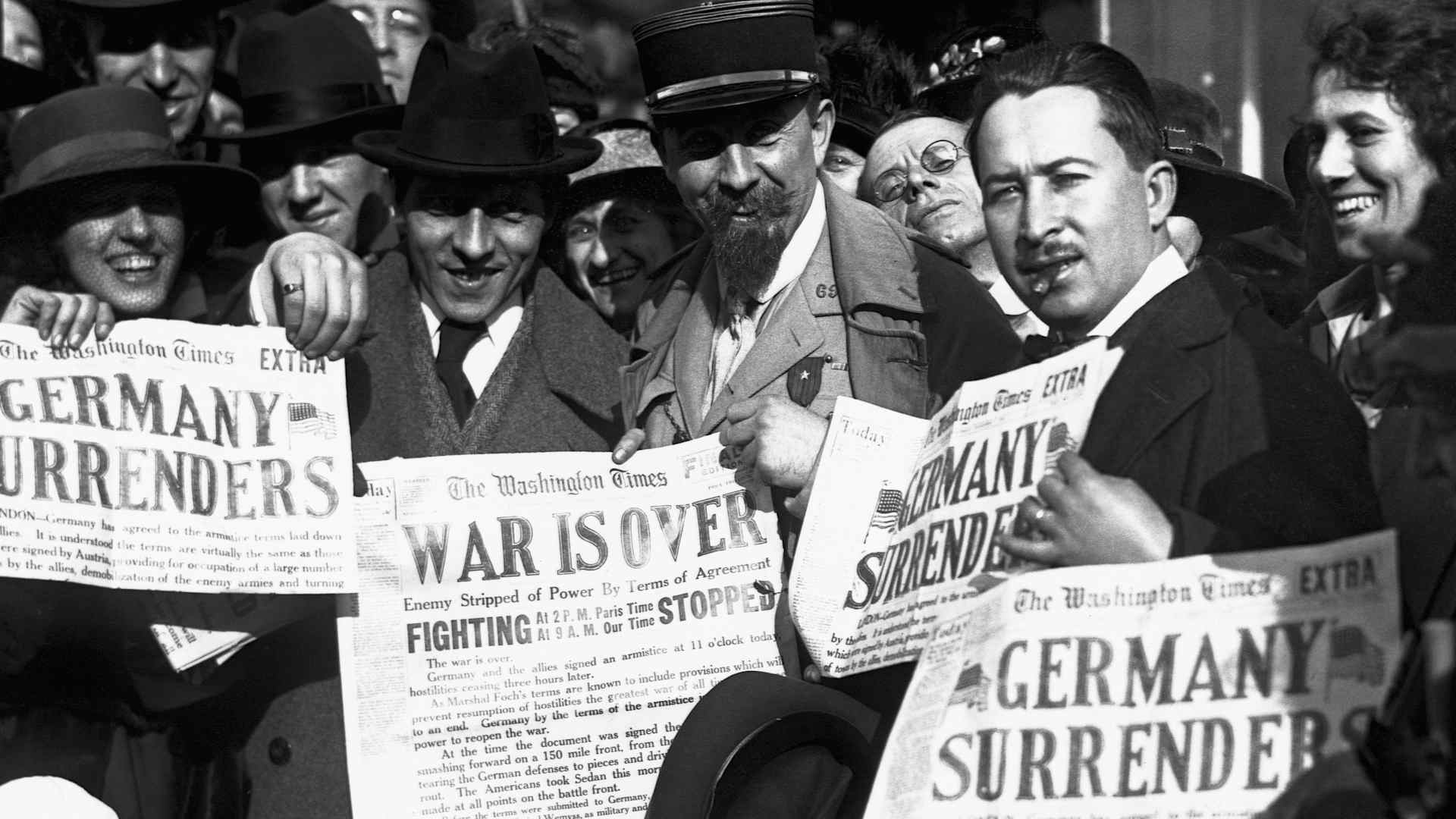 People celebrate the fake WWI armistice
