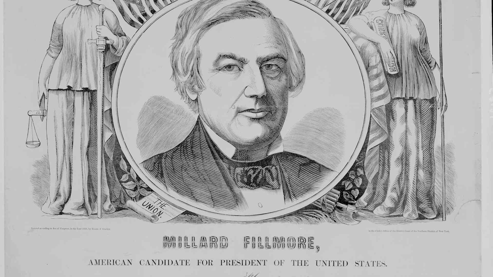 millard fillmore, president filmore, buffalo new york, fillmore's retirement, 1874, 1856, know nothing poster