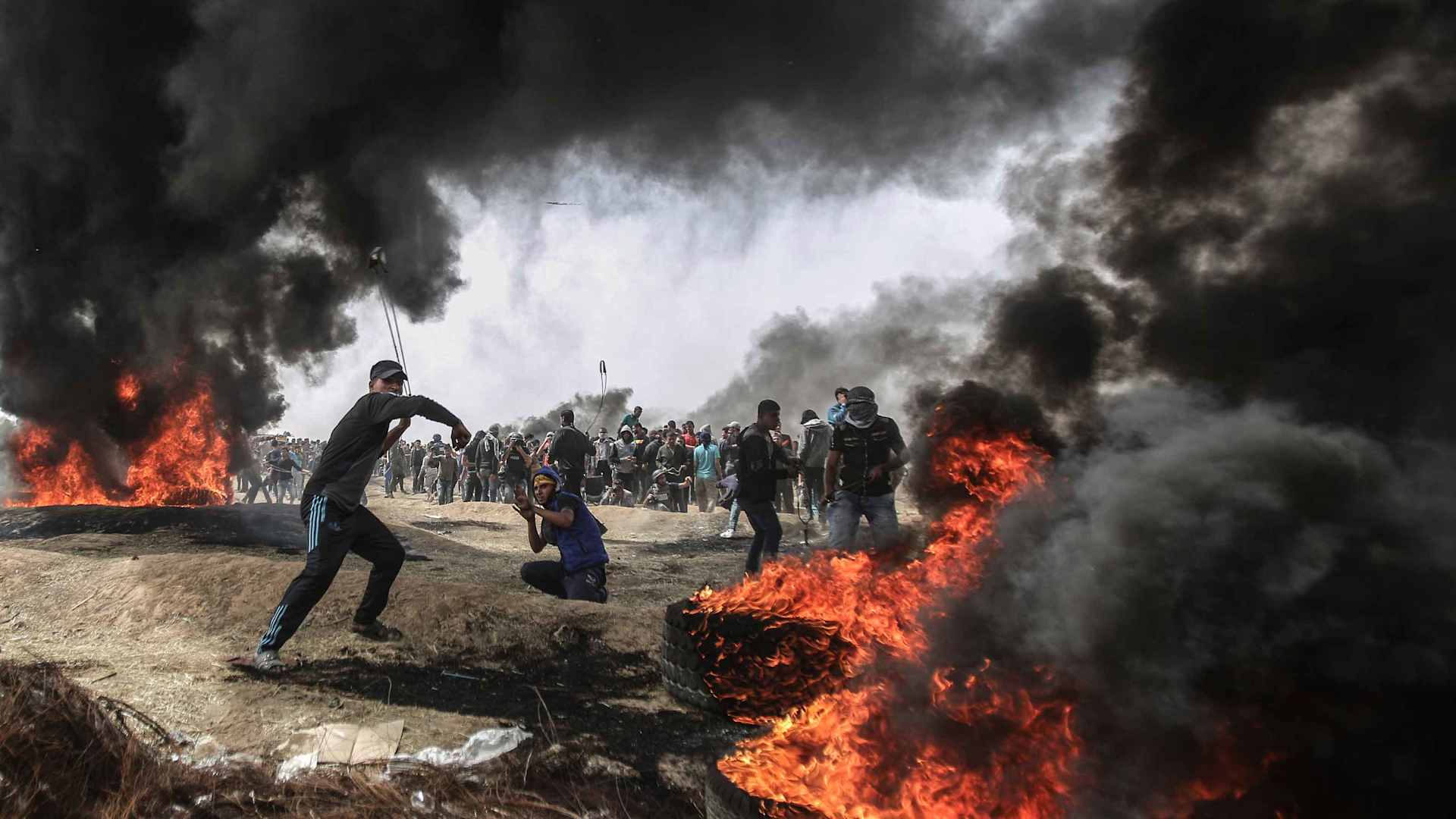 Protesters in Gaza