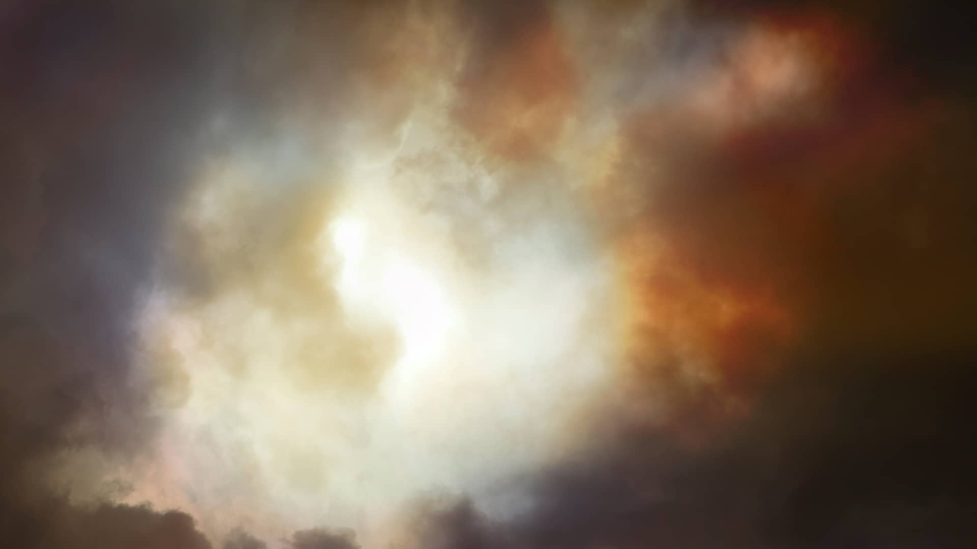 Sun breaking through clouds after storm