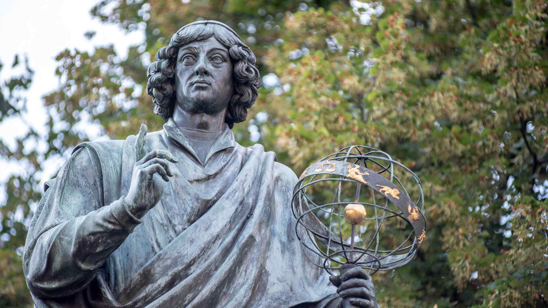 A statue of Polish astronomer and mathematician Nicolaus Copernicus stands in his hometown of Toru, Kuyavian-Pomeranian Voivodeship, Poland.