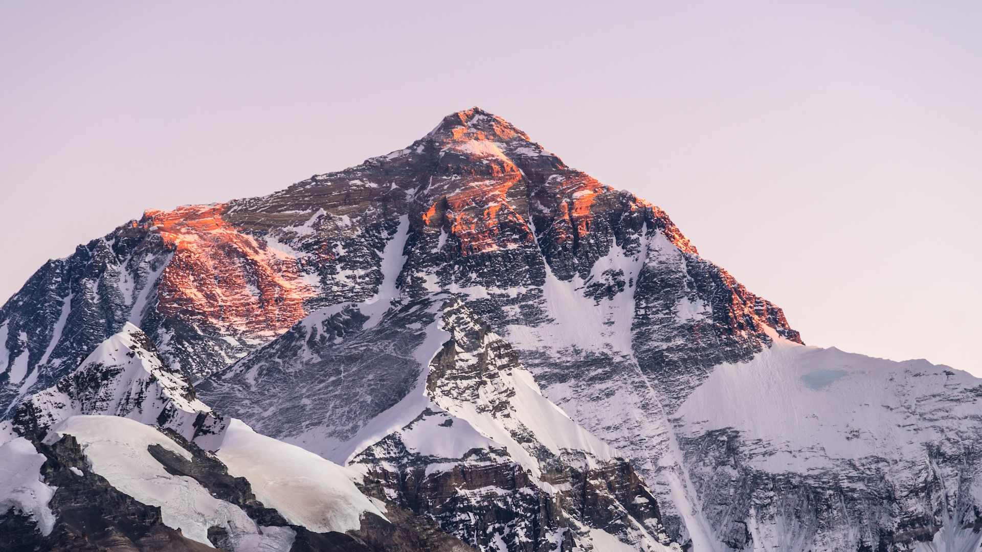 Sunset over the Mt. Everest north face in Tibet Autonomous region in China.