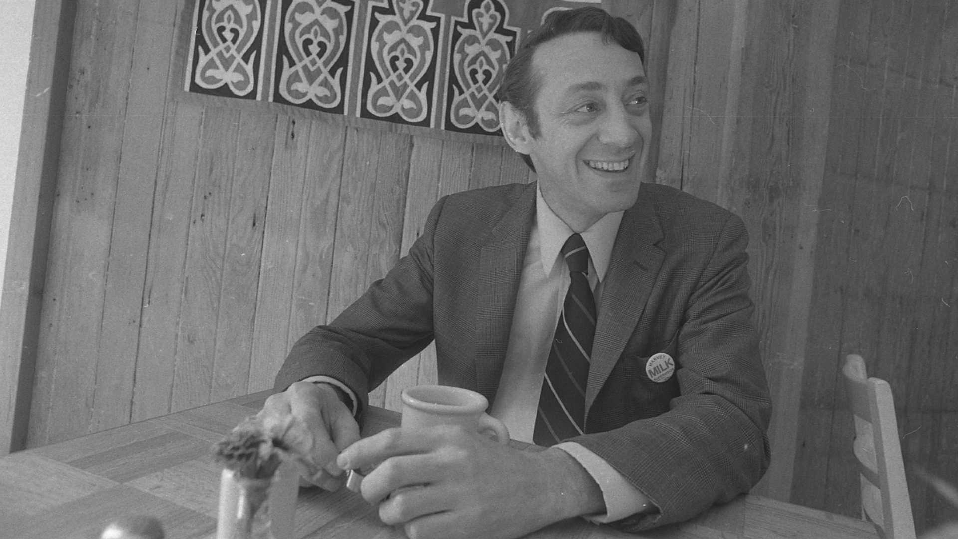 American politician and Gay rights activist Harvey Milk (1930 - 1978) during his campaign for San Francisco Supervisor in the Castro District, October 1975.