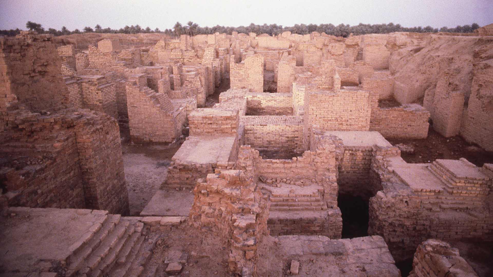 Excavated ruins of ancient city of Babylon in Mesopotamia, Iraq