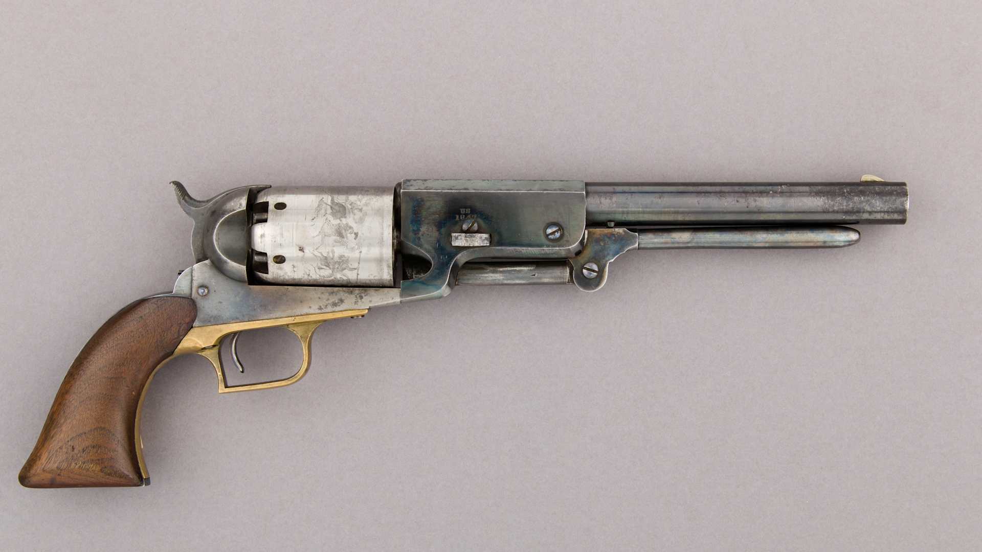 Colt Walker Percussion Revolver, serial no. 1017, American, Whitneyville, Connecticut, 1847. Made by Eli Whitney.