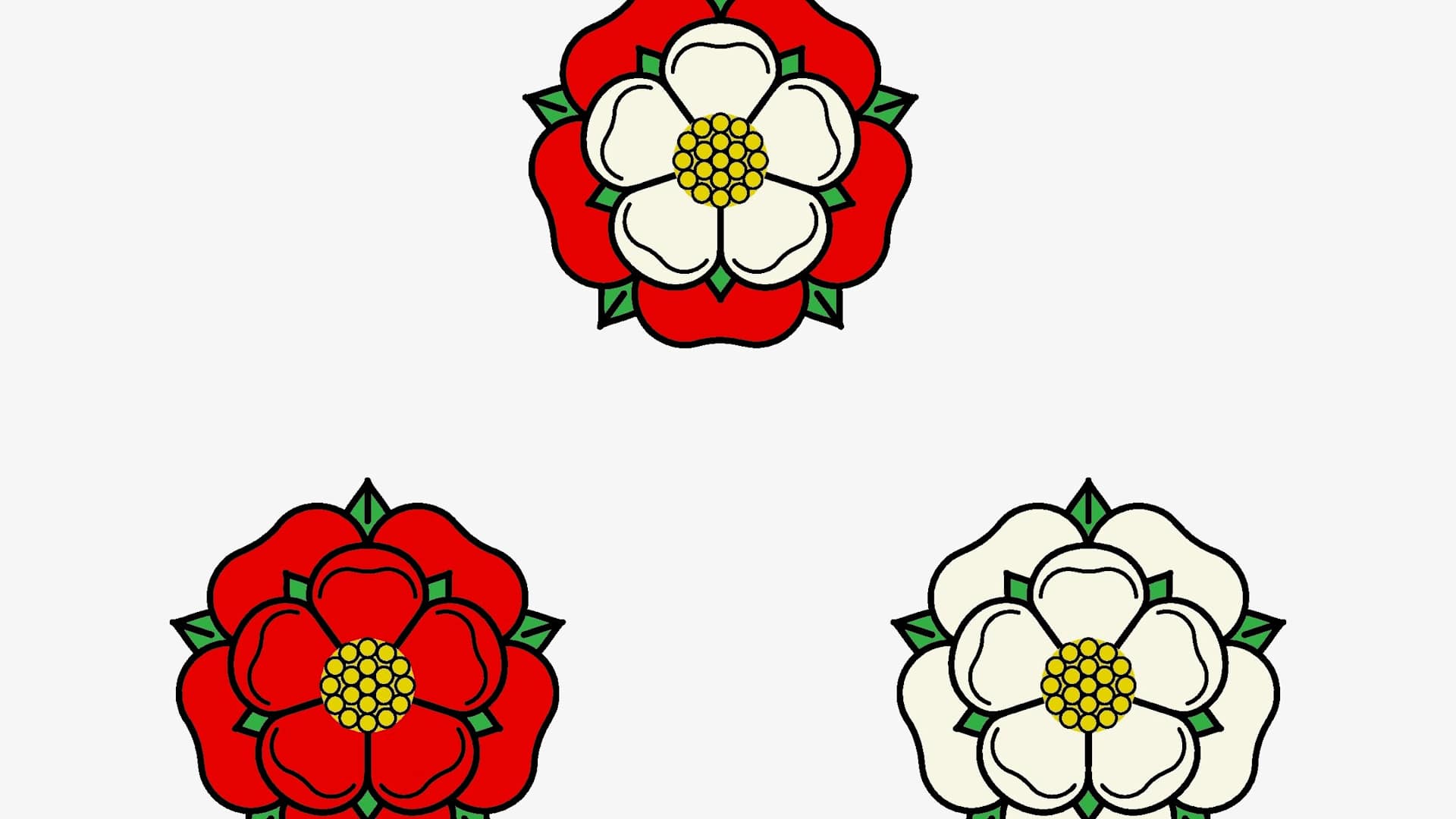 Tudor rose vector isolated icons set. Traditional heraldic emblem of England. The war of roses of houses Lancaster and York.