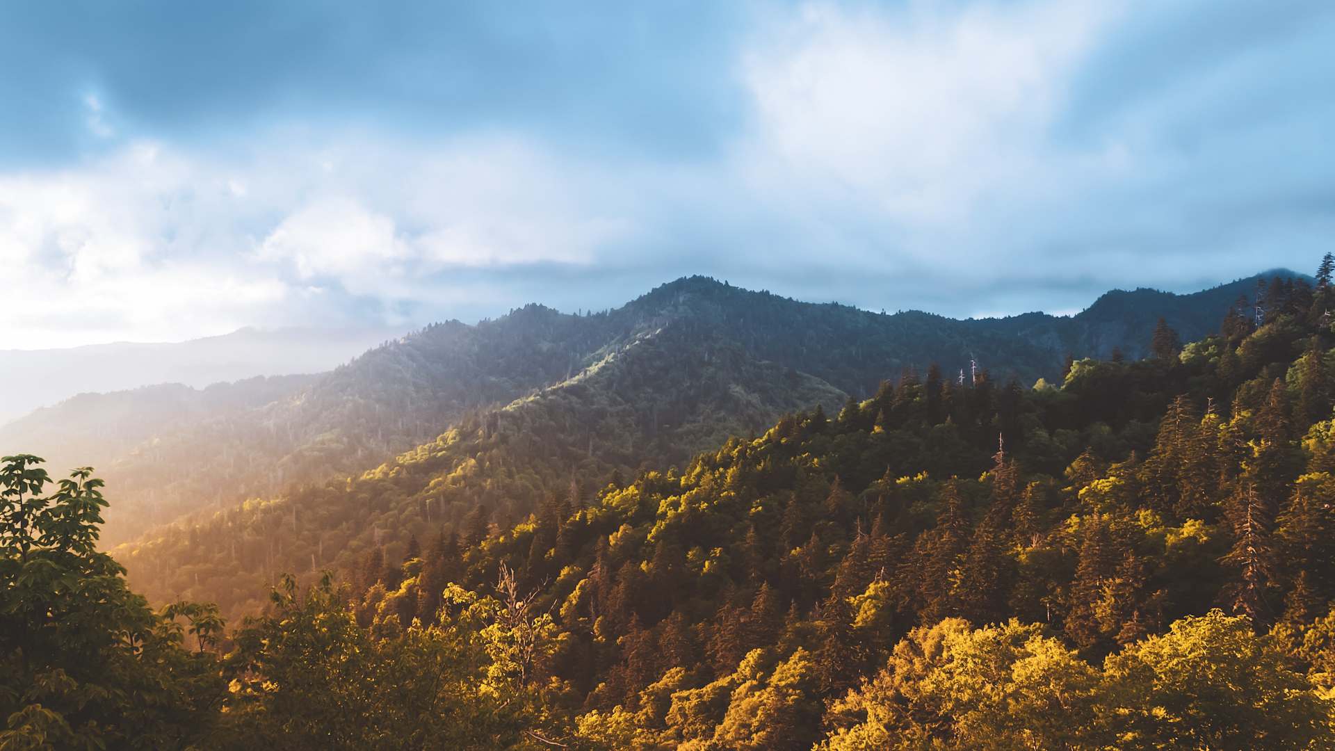 Scenic view of mountains against sky,North Carolina,United States,USA - stock photo