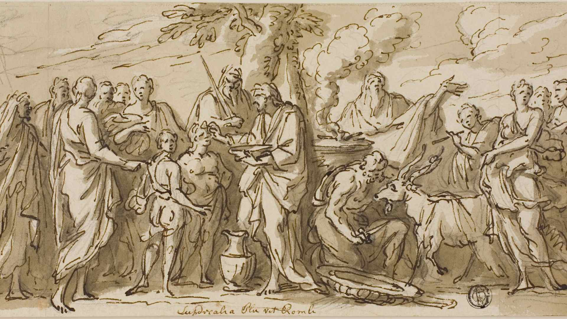 Sketch of the Lupercalia festival of ancient Rome, undated, by Sir James Thornhill
