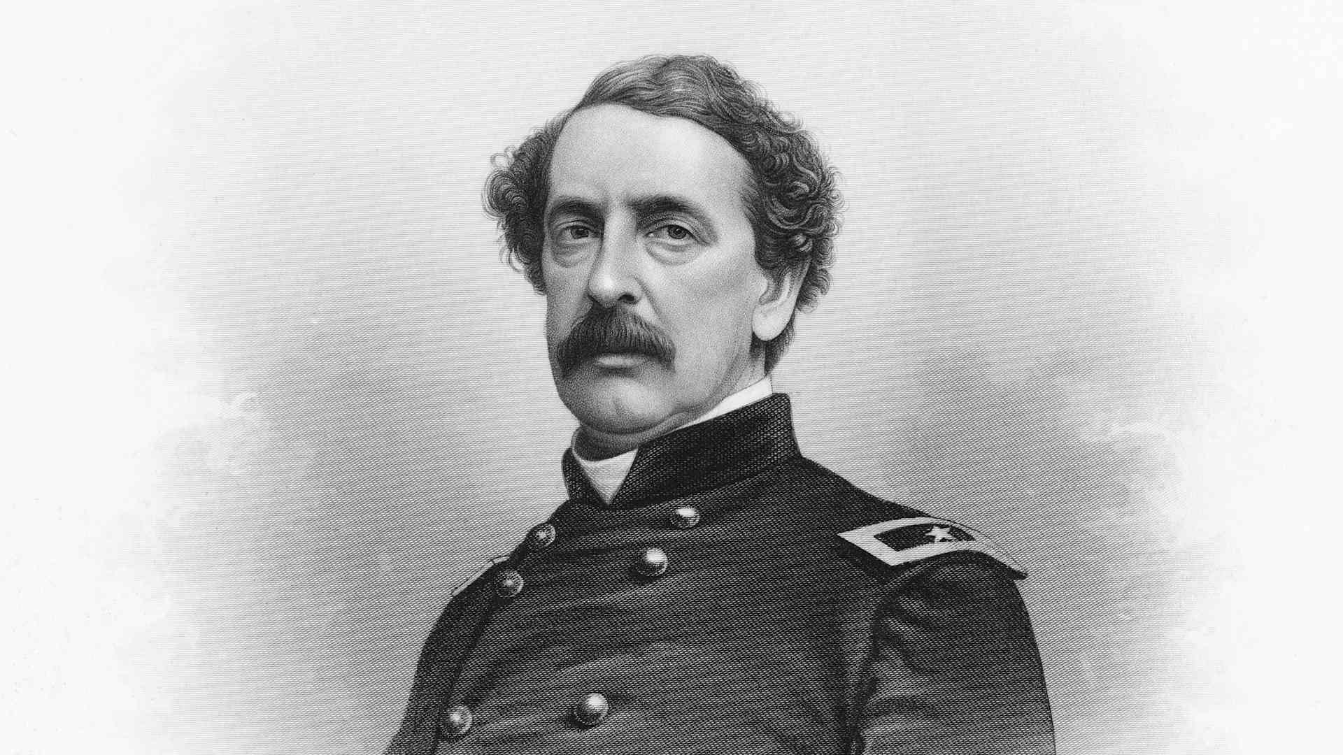 Abner Doubleday (1819 - 1893), circa 1862. Engraved by J. C. Buttre from a photograph by Mathew Brady.