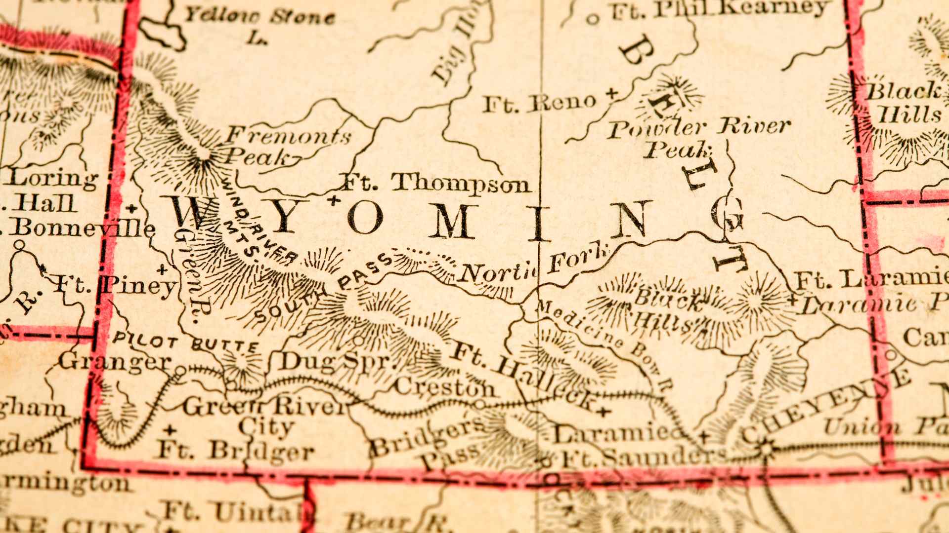 vintage map macro of Wyoming