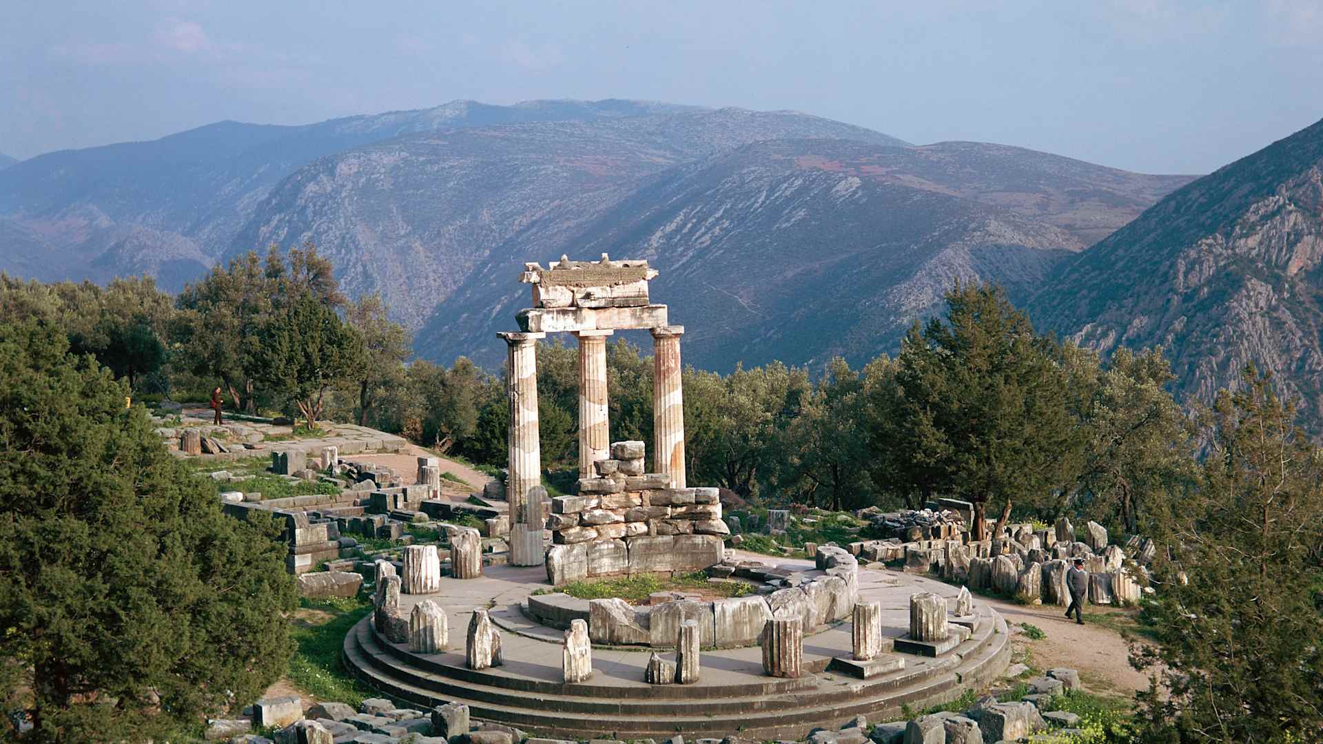 The Tholos of Athena at Delphi, her temple within the sanctuary, 4th century B.C.