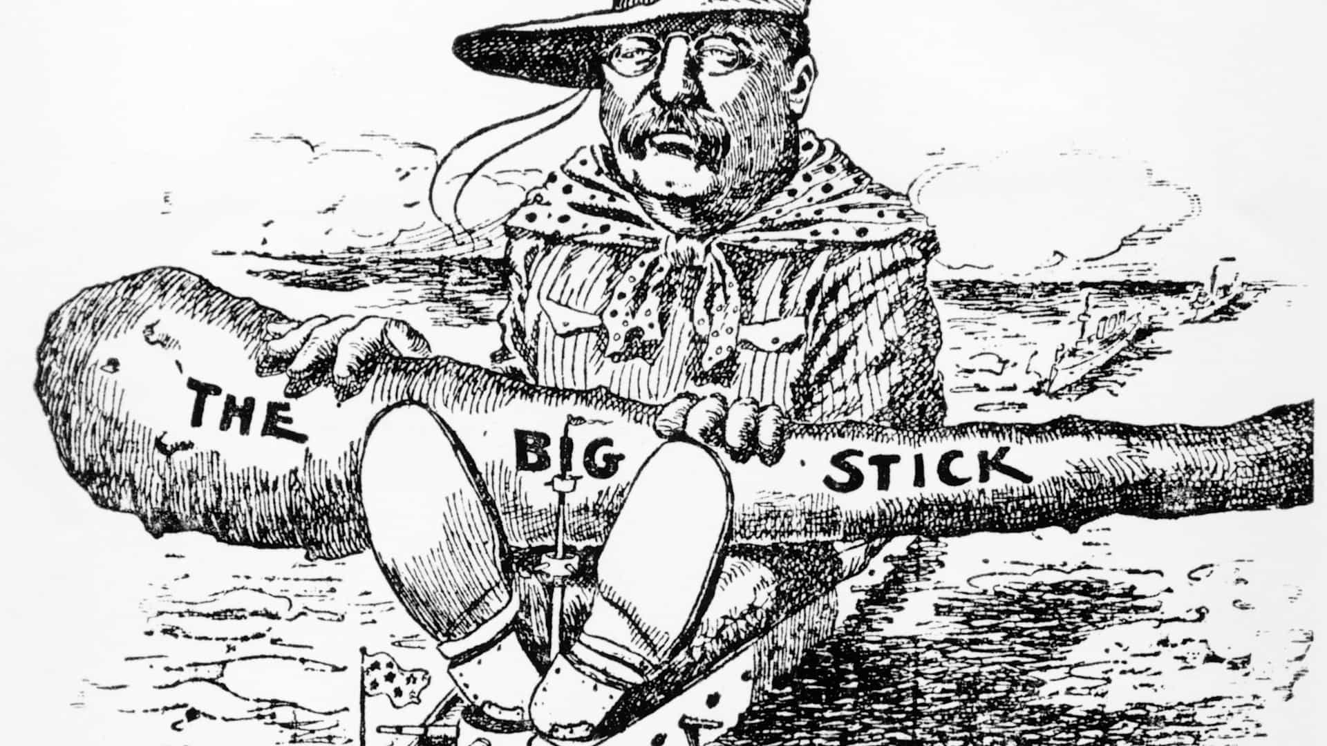Cartoon: Teddy Roosevelt steaming down to Panama with his 'big stick'