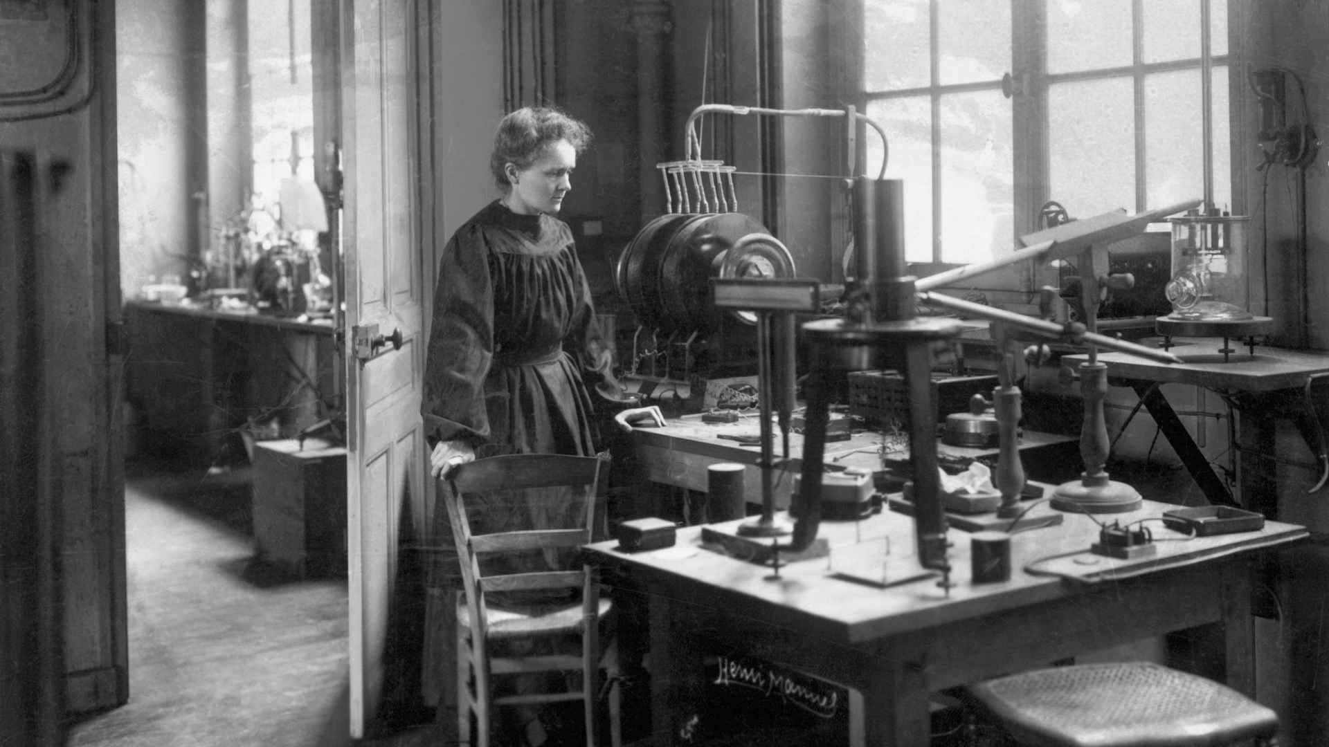 Madame Curie in her laboratory ca. 1905.