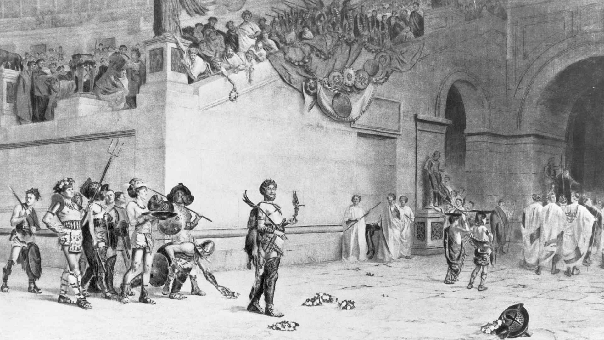 Engraving of the Roman emperor Commodus (161-192), a brutal ruler who precipated the decline of 84 years of prosperity and stability in the empire.