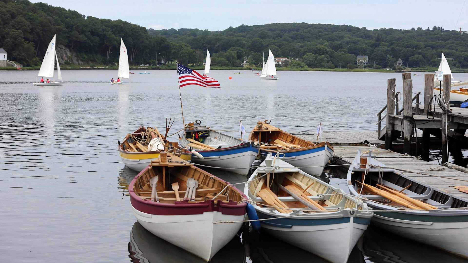 The historic waterfront at Mystic seaport. Mystic, Connecticut.