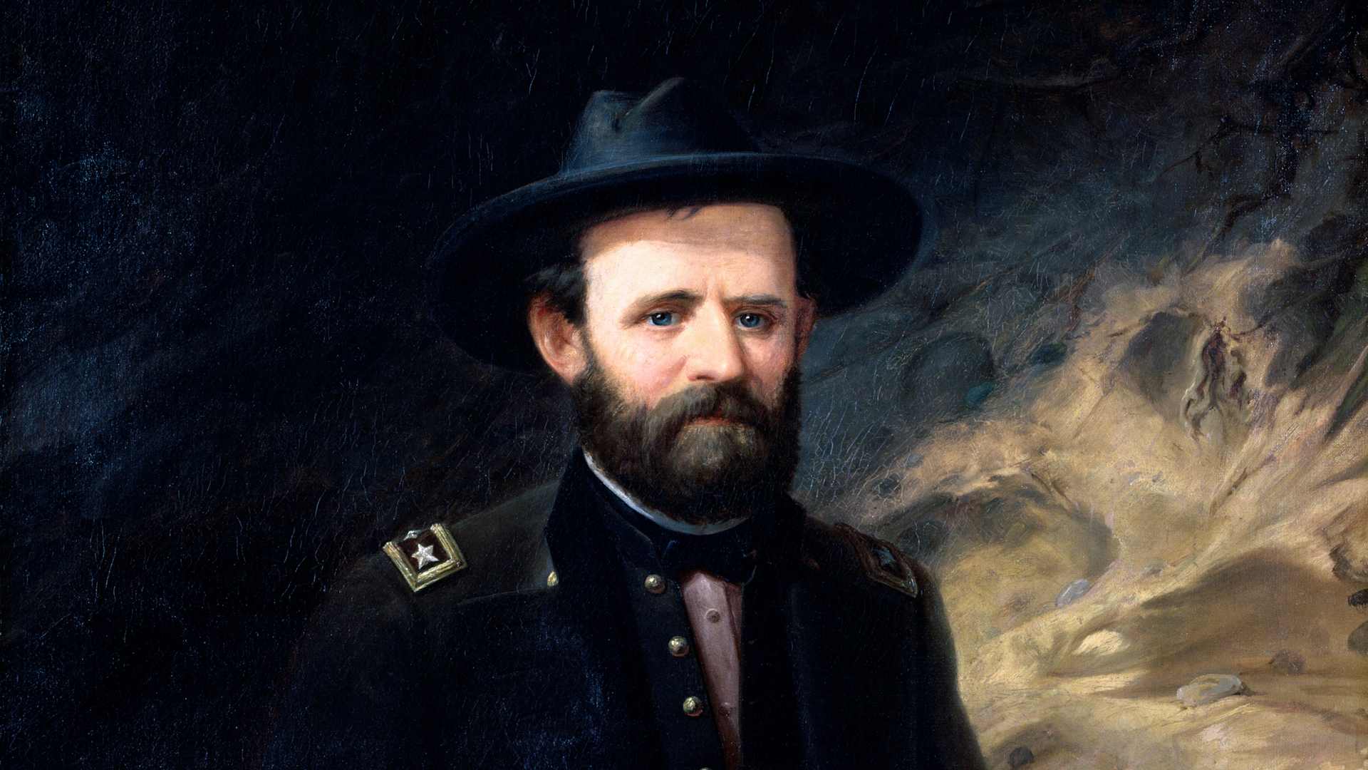 Portrait of General Ulysses S. Grant by Ole Peter Hansen Balling (Norwegian, 1823 - 1906); oil on canvas, 1865. From the National Portrait Gallery, Washington, D.C.