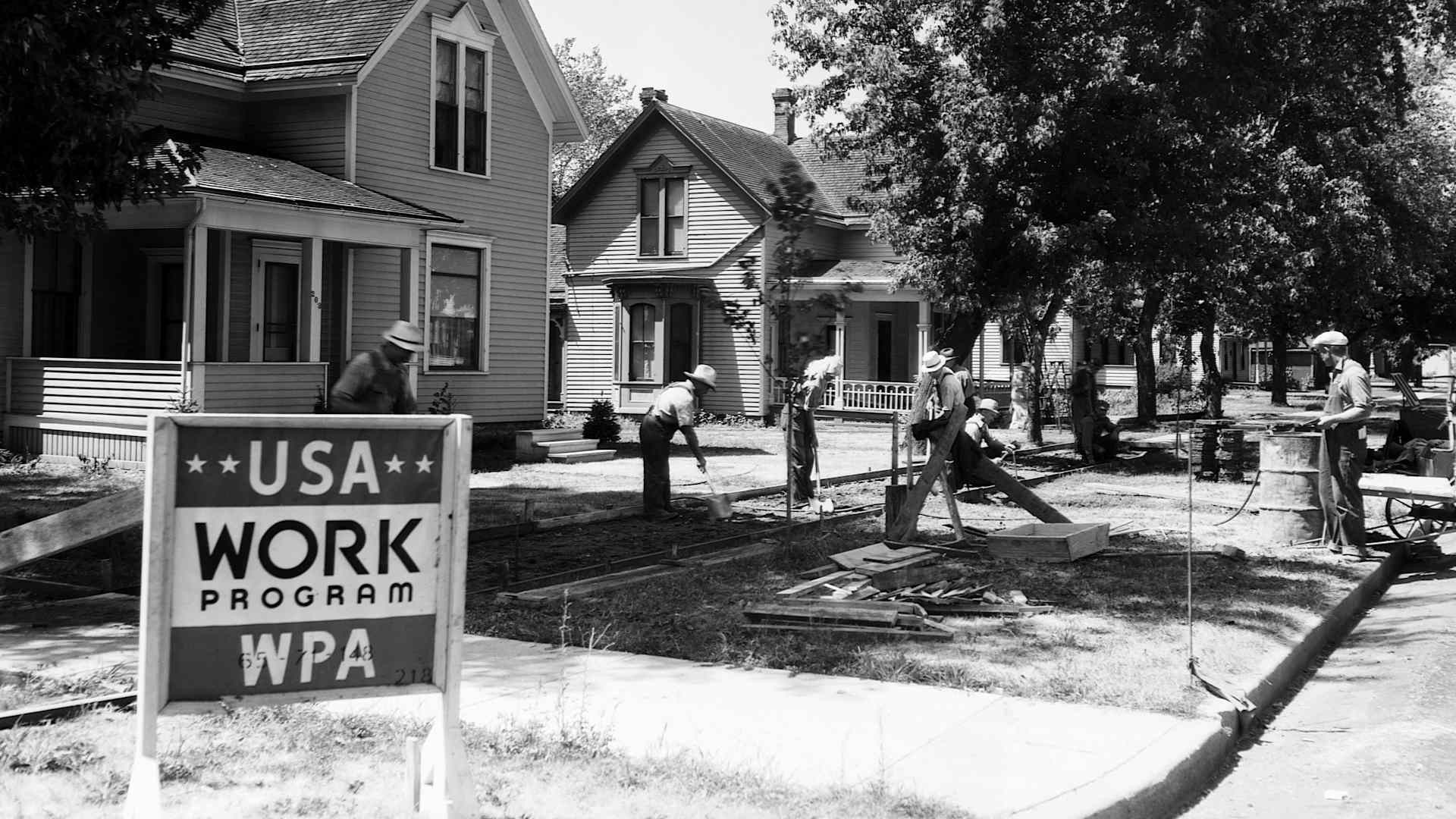 WPA Workers Repairing Sidewalks