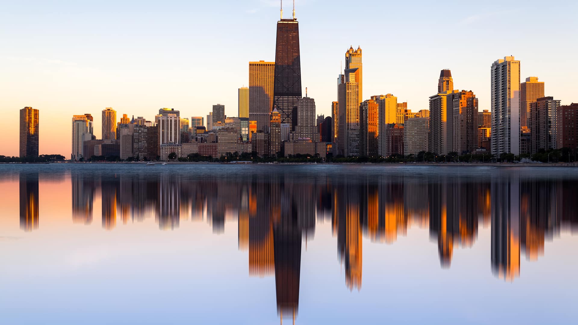 Reflected, Chicago, Skyline, Lake Michigan, Illinois, America