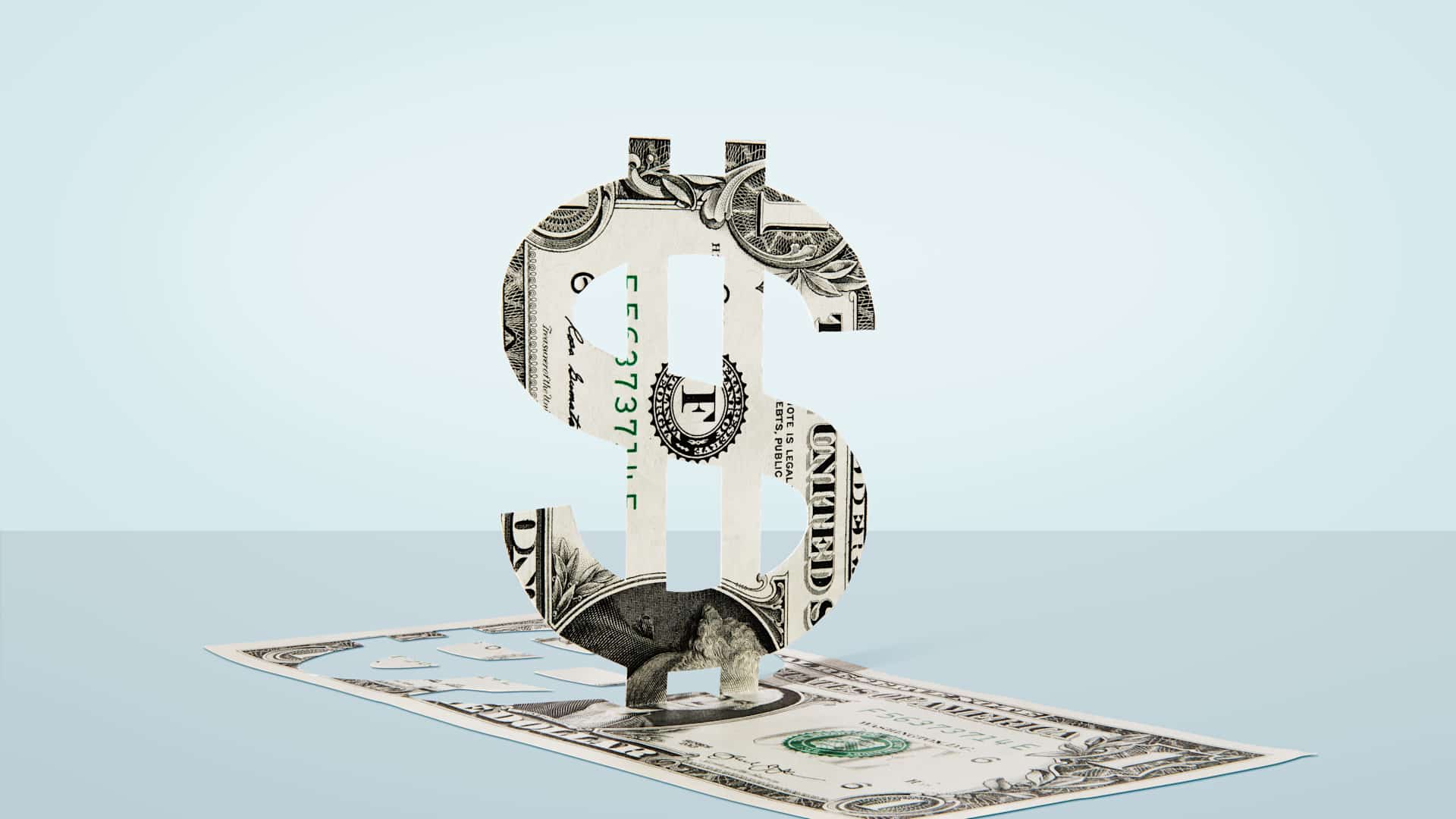 Paper-cut - Dollar sign. These are scalpel cut real dollar notes. All hand crafted.