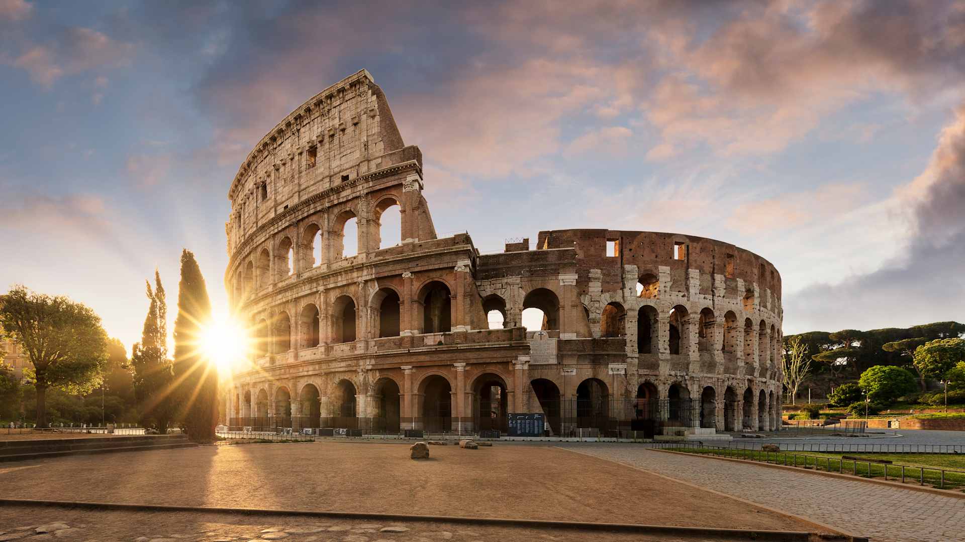 Sunlight through the Colosseum in Rome.