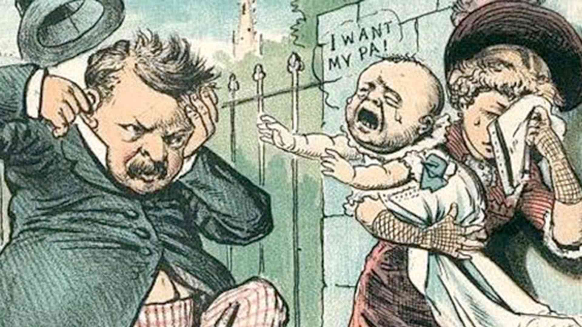 A 1884 cartoon depicting Grover Cleveland, titled, “Another Voice for Cleveland."