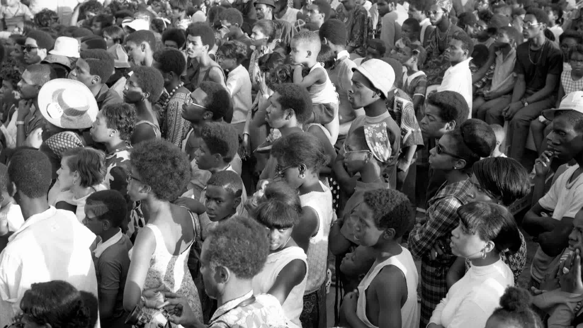 Crowds gather for the The Harlem Cultural Festival on June 29, 1969.