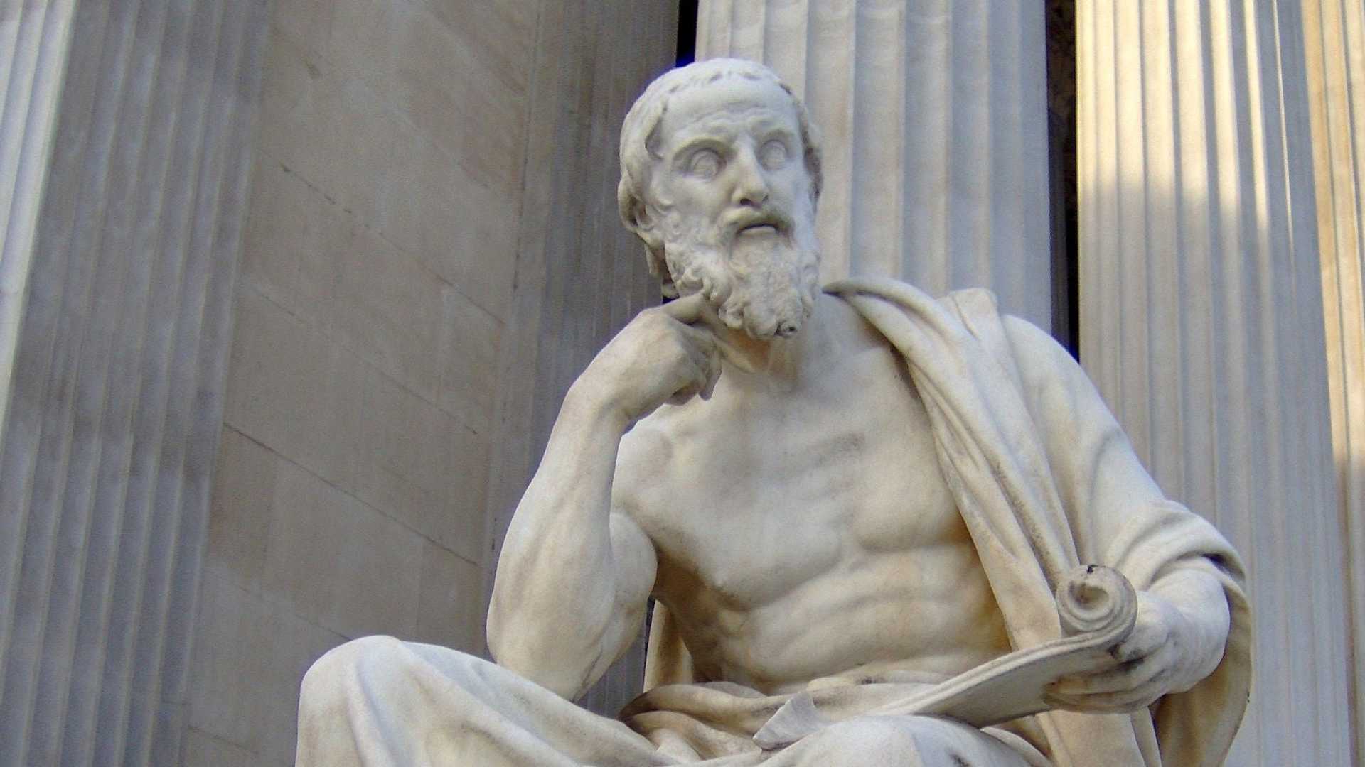 A statue of Greek historian Herodotus.