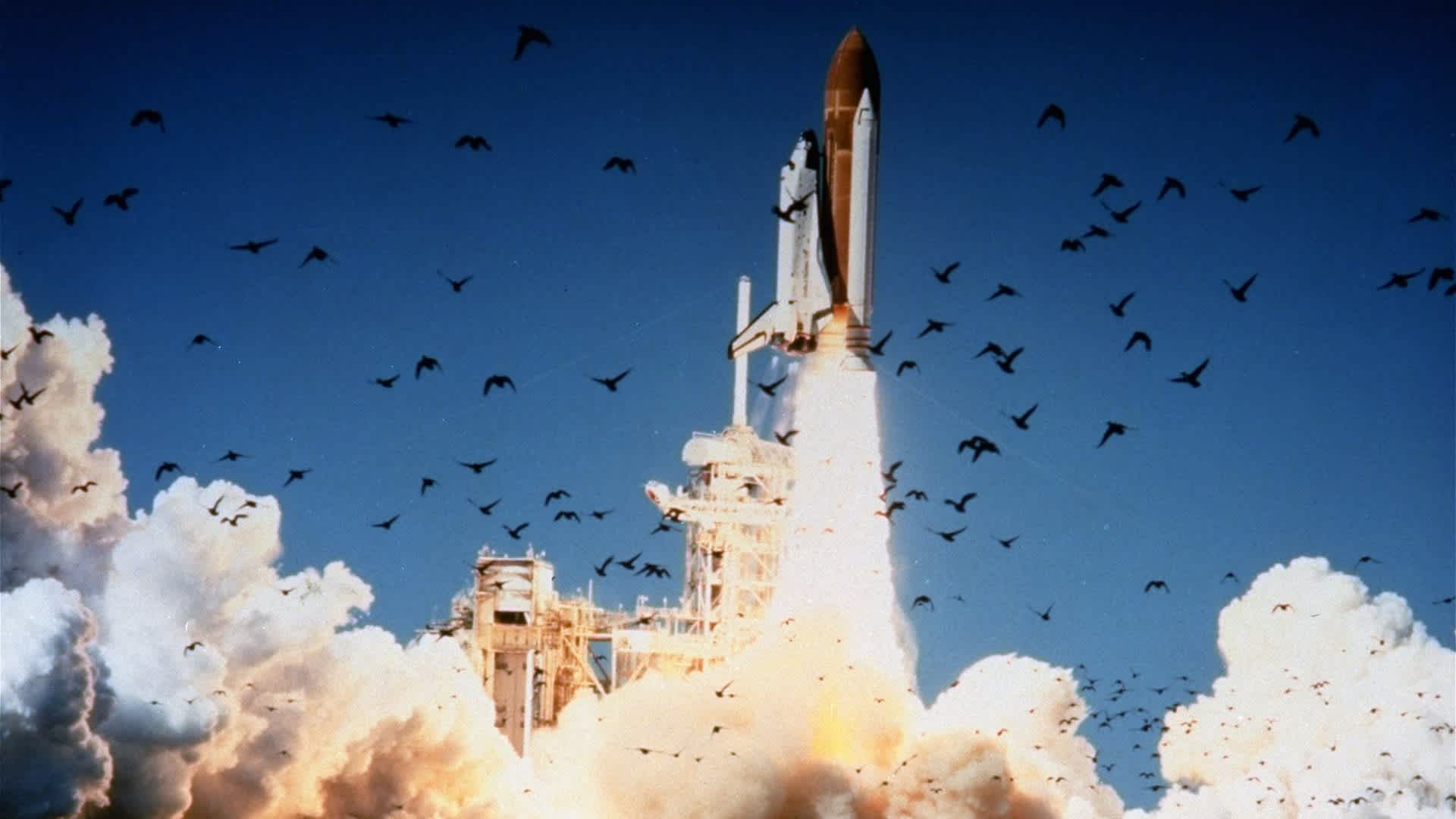 The Challenger lifting off Pad 39B at Kennedy Space Center, Florida, at 11:38 a.m. on January 28, 1986. (Credit: NASA/AP)